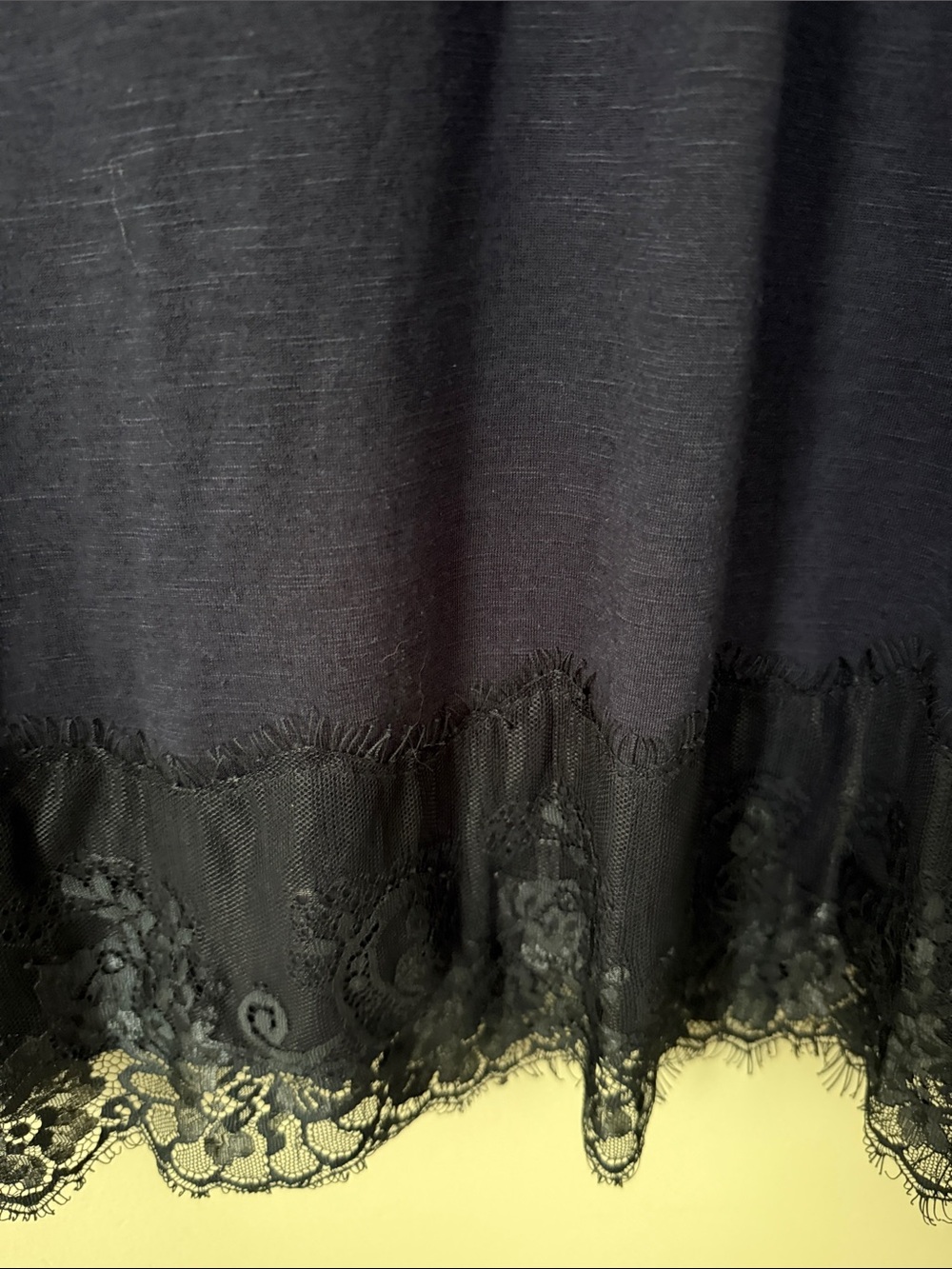 Maurices Navy Floral Flutter Sleeve Lace-Hem Top Size XL - Picture 7 of 8